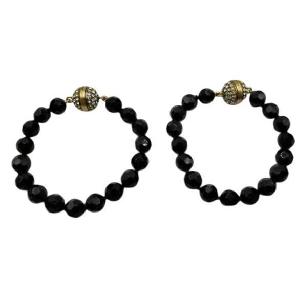 Heidi Daus Black Beaded Rhinestone Flower Magnetic Versatile Bracelet Necklace - Picture 6 of 12